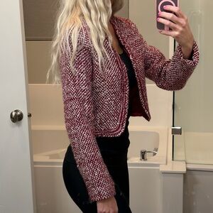 Rampage | Red Tweed Cropped Jacket •Y2K Bouclé Blazer • Size S